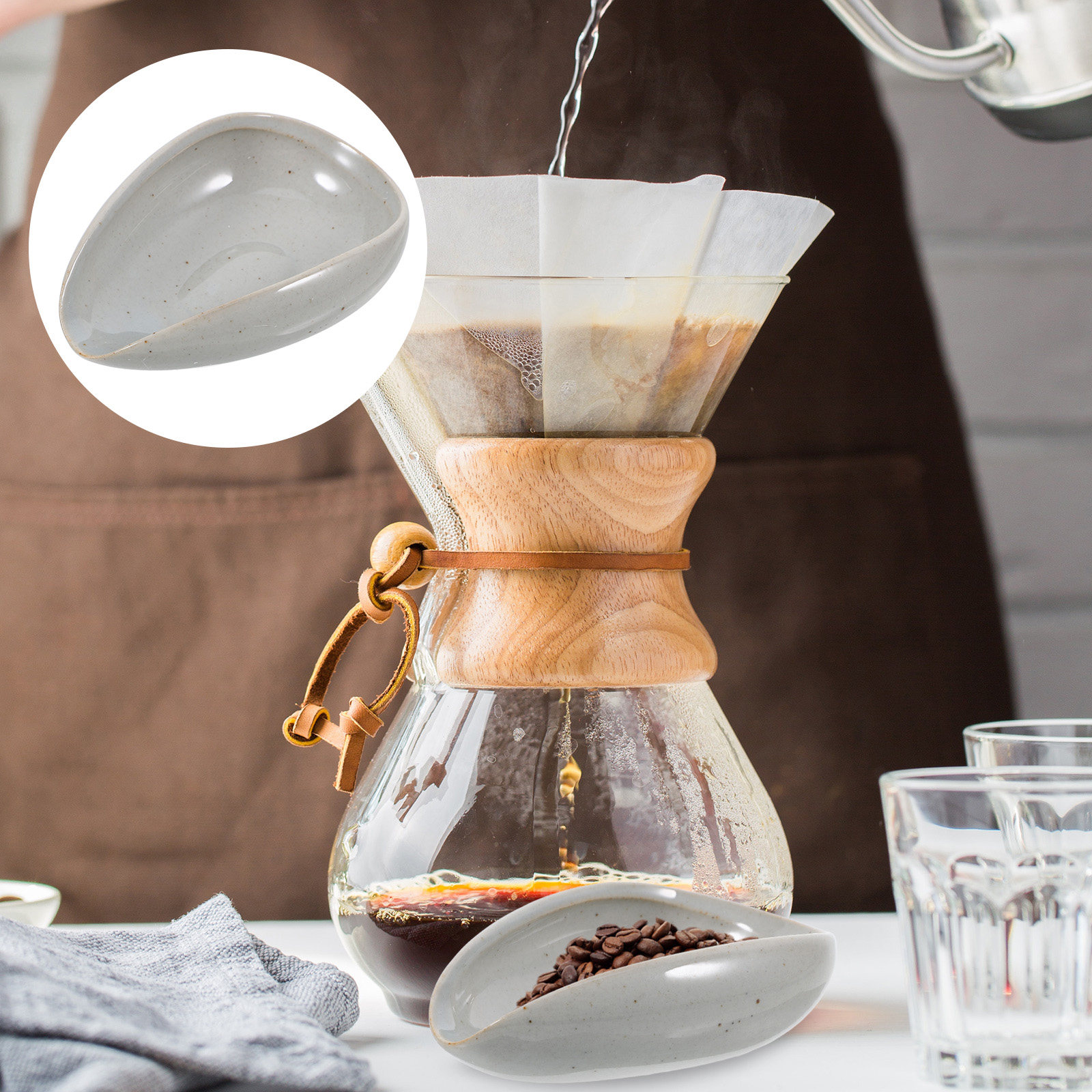Coffee Tea Bean Leaf - Ceramic Coffee Bean Tray Dosing Cup