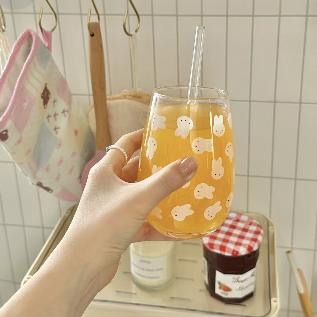 Cute Miffy Rabbit Printed Glas - đánh giá và giá Coffee Tea Hot