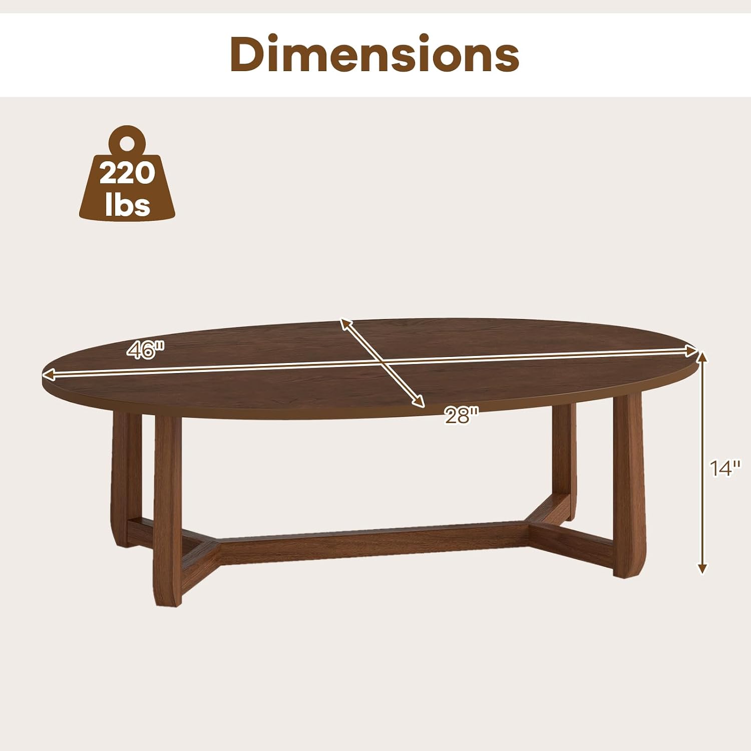 Oval Coffee Table, Wooden Cent - đánh giá và giá Coffee Tea Room