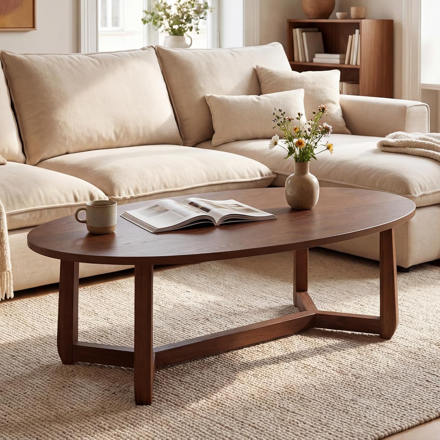 Oval Coffee Table, Wooden Cent - đánh giá và giá Coffee Tea Room