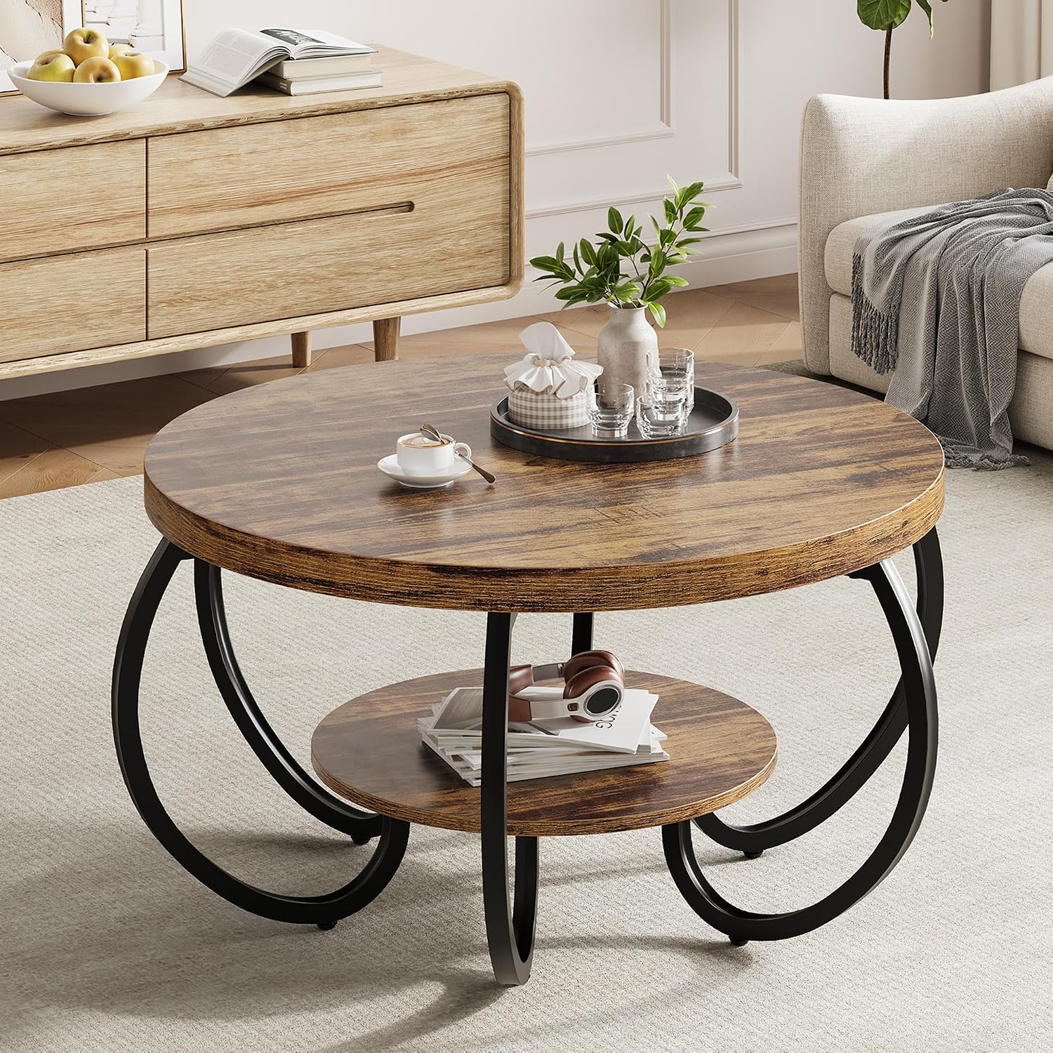 Round Coffee Table, Industrial - đánh giá và giá Coffee Tea Room