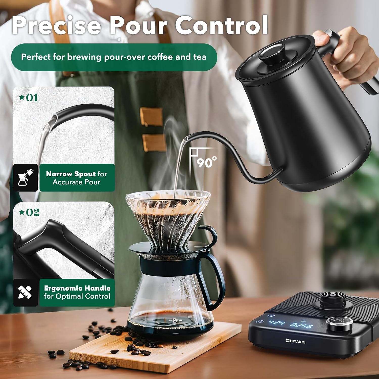 Gooseneck Electric Kettle with - đánh giá và giá Pour Over Kettle